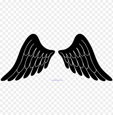 angel wings black and white - angel wings clipart black and white Transparent Background PNG Isolated Element