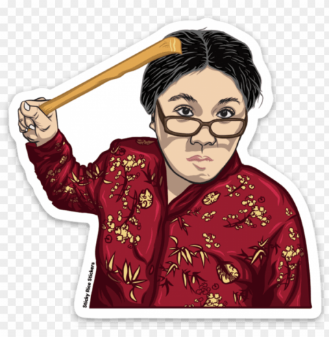 angry asian mom PNG clipart with transparency