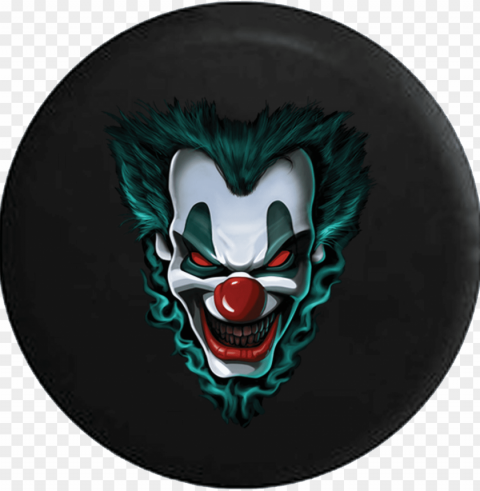 angry scary clown freakshow jeep camper spare tire - evil clown face Isolated Character in Transparent PNG Format