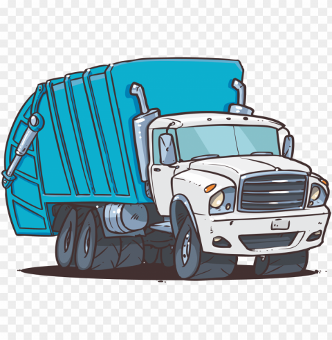 animal control van yellow cab concrete mixer truck - cartoon garbage truck Isolated PNG on Transparent Background