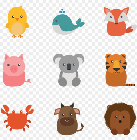 animal set 12 icons - flat icon animals PNG Isolated Object with Clear Transparency