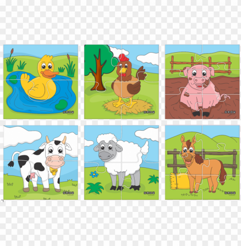 animals farm puzzle - cartoo Isolated Character in Transparent PNG Format