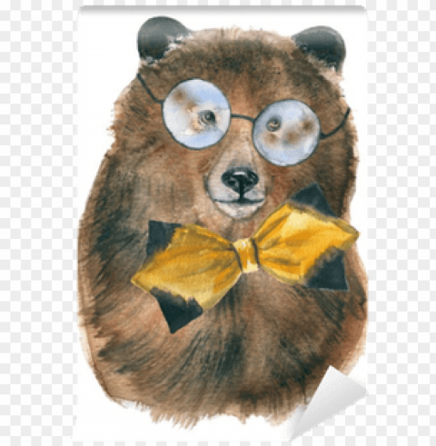 animals hipsters - bear Isolated Design Element on PNG