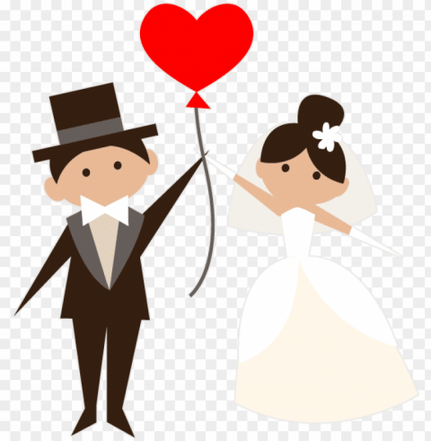 animated brides grooms wedding party stickers - bride and groom cartoon Transparent PNG Isolation of Item