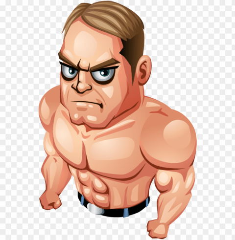 Animated Muscle Man - Cartoon Muscle Man Isolated Graphic In Transparent PNG Format