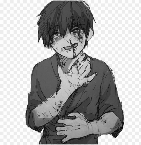 anime animeboy sad pain edgy gore scary idk emo - anime poor little boy HighResolution Transparent PNG Isolated Graphic