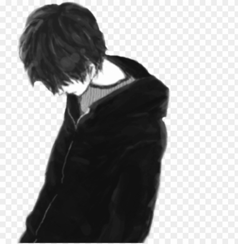 anime boy sad image download - sad boy alone Transparent PNG Isolated Item