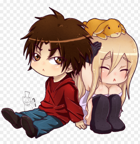 anime girl and boy hugging pictures and cliparts download - chibi girl and boy Transparent background PNG clipart