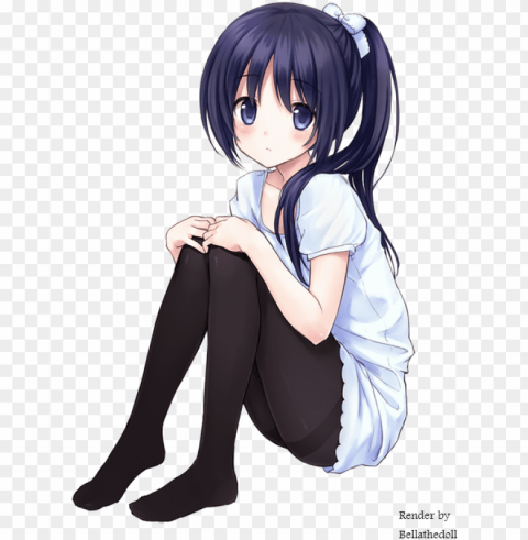 anime girl render 12 by bellathedoll-d7d0lgw - anime girl sitting down Transparent PNG Image Isolation