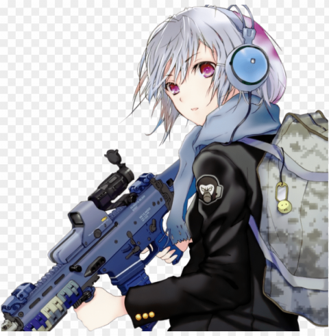 anime girl with gun High-quality PNG images with transparency
