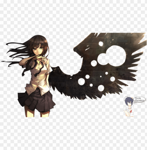 Anime Girl With One Wi Isolated Artwork On Clear Transparent PNG