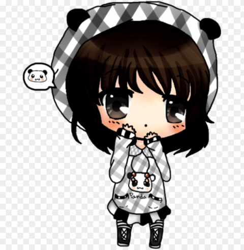 anime girl with panda hoodie download - panda girl chibi anime Transparent Background PNG Isolated Icon