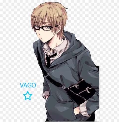 anime guy with glasses Isolated Illustration with Clear Background PNG PNG transparent with Clear Background ID 3e3ccf9c