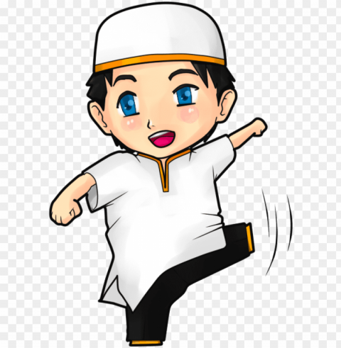 anime muslim - chibi boy muslim Isolated Object on Transparent PNG
