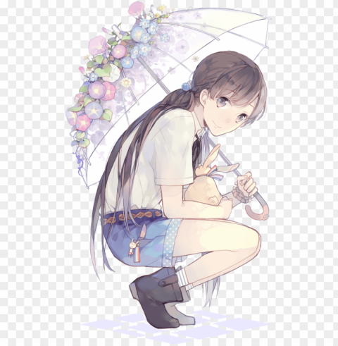 anime random anime girl 2 render by orihimeyuuka-d7bszp6 - anime girl holding umbrella Free PNG transparent images