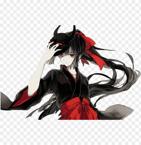 anime demon - anime demon girl with mask Transparent Background Isolation in PNG Format