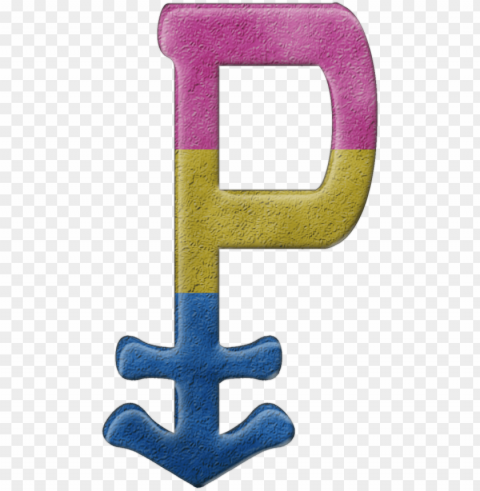 ansexual pride p symbol in matching pride flag colors - pansexual p symbol PNG Graphic with Transparent Background Isolation