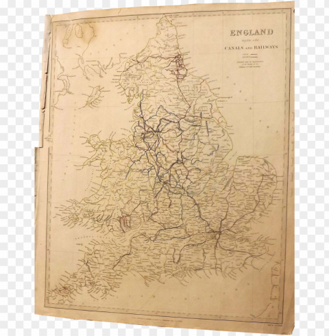 antique map of england with canals & railways marked Transparent Background PNG Isolated Element