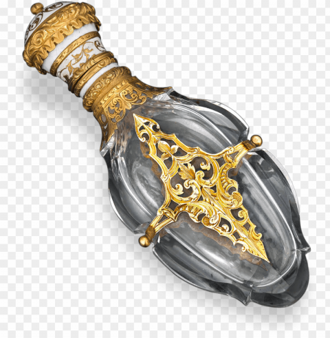 antique perfume antique bottle gold and cut glass - vase HighResolution Transparent PNG Isolation