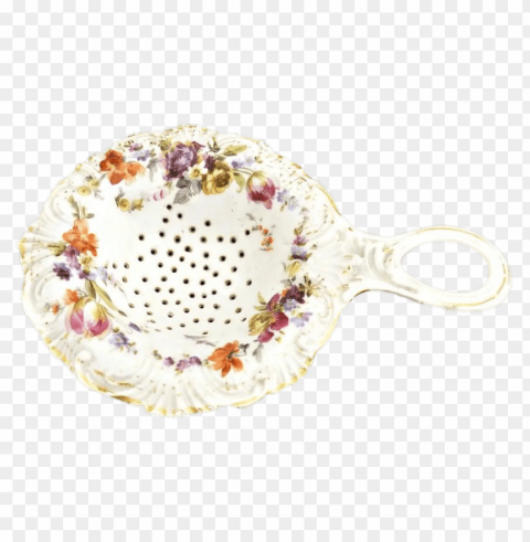 antique porcelain tea strainer Isolated Illustration in Transparent PNG