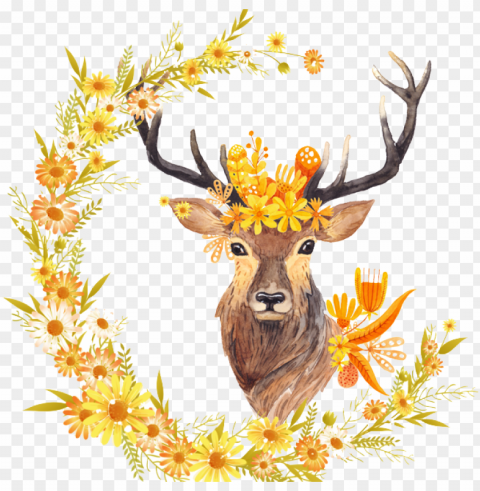 antlers watercolor free - free fall printables home decor Transparent Background PNG Isolated Icon