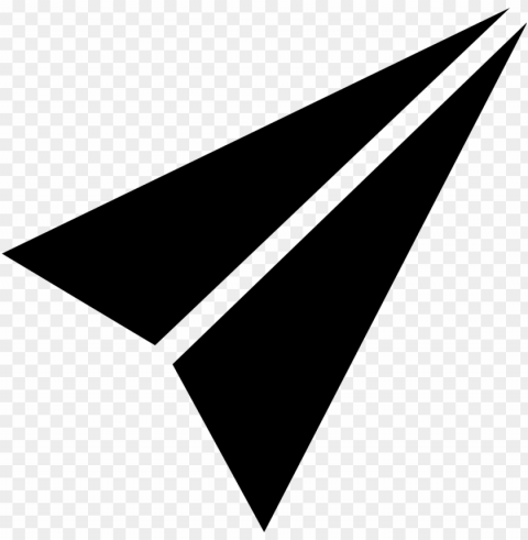 aper plane black folded shape of triangular arrow - black paper plane Isolated Character with Transparent Background PNG