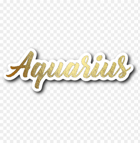 aquarius gold lettering vinyl sticker Isolated Subject in Clear Transparent PNG