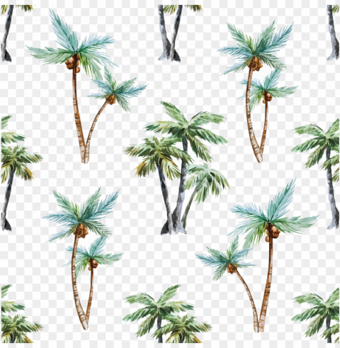 arecaceae watercolor painting tree euclidean vector - palm trees patter PNG Image with Transparent Isolated Design