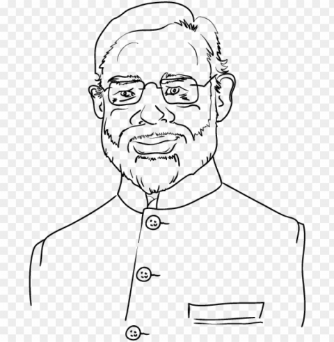 arendra modi - subhashchandra bose colour outline PNG files with alpha channel