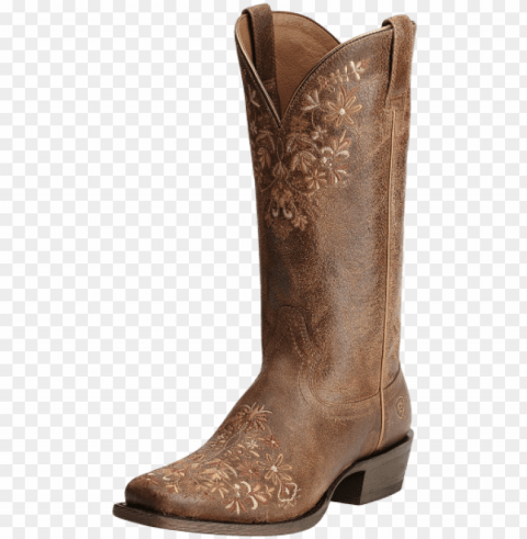 ariat ardent terra brown cowgirl boots 10015332 lammle's - floral embroidered ariat boots Isolated Character with Clear Background PNG