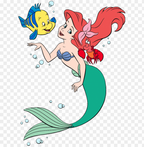 ariel flounder sebastian - disney princesses as mermaids Isolated Graphic with Transparent Background PNG