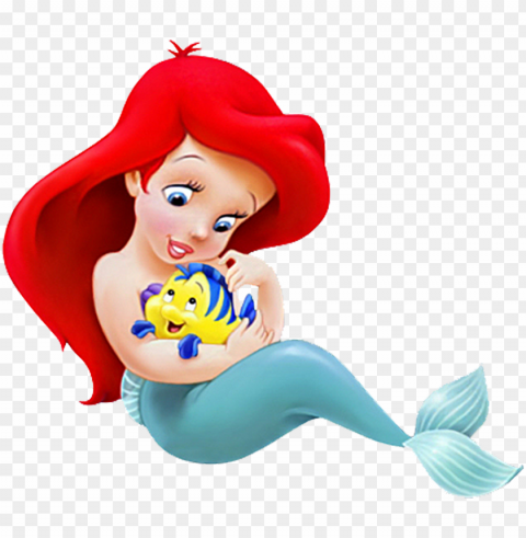 ariel & flounder the little mermaid - baby disney princess cartoon characters PNG with Isolated Object