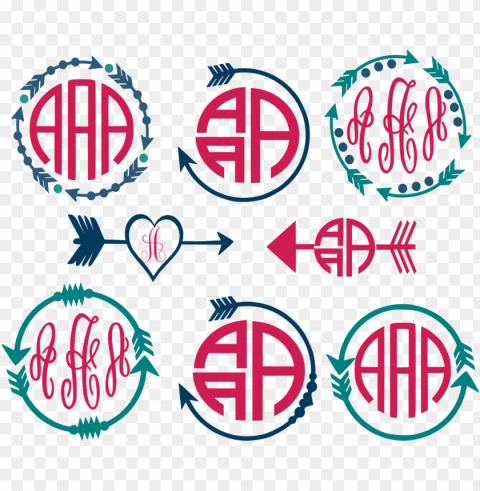 arrow circle monogram frame cut files - monogrammed shirt - arrow monogram - boho - arrow love PNG objects