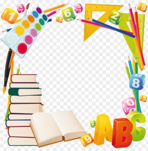 articles d ecole - bordure de page scolaire PNG with cutout background