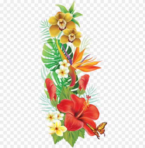 artificial flowers - flores tropicales dibujos Isolated Design Element on PNG