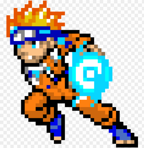 aruto using rasengan - easy minecraft pixel art naruto Isolated PNG Object with Clear Background