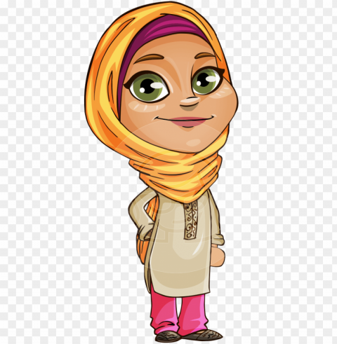 asira the caring arabic girl - vector character islam PNG images with alpha background