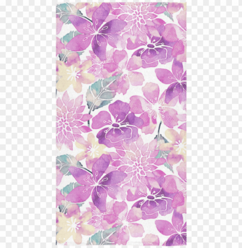 astel watercolor flower pattern bath towel - purple watercolor heart HighQuality PNG with Transparent Isolation