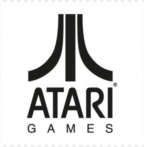 atari games black logo vector Isolated Icon in HighQuality Transparent PNG