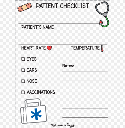 atient checklist for kids free printable - doctor check up sheet PNG clear images