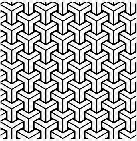 attern transparent image - 3d geometric pattern black and white Isolated Artwork on Clear Background PNG