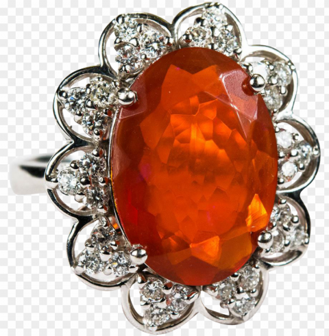 atural fire opal diamond ring 14k gold orange opal Transparent PNG stock photos