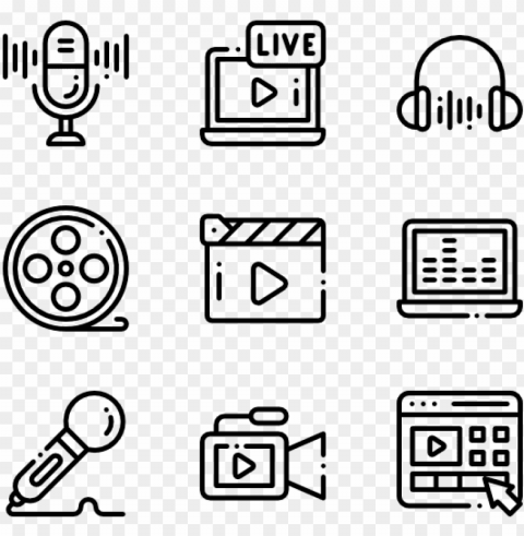 audio and video 50 icons - design icons Free PNG images with alpha channel set
