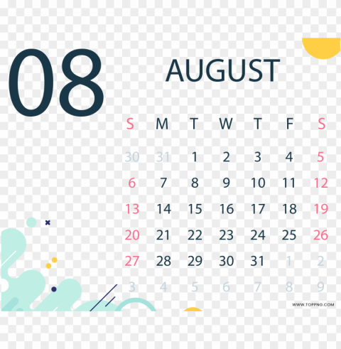 August 2023 Calendar Image HD Clear PNG file