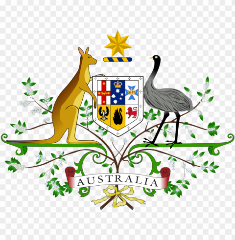 australian coat of arms - national emblem of australia Transparent PNG Isolated Subject