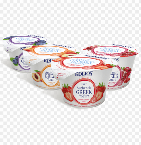 authentic greek yogurt on a fruit layer - kolios greek yogurt Transparent Background PNG Isolated Illustration
