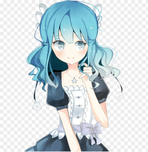 avatars - blue hair anime girl render PNG transparent photos library