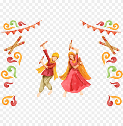 avratri wishes greetings images - navratri dandiya images Transparent PNG Isolated Element