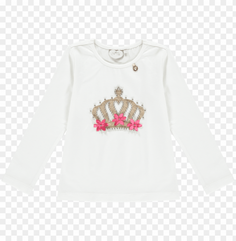 aw18 adee girls terry white princess tiara top - long-sleeved t-shirt PNG transparent photos assortment