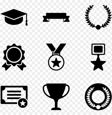 awards set 16 icons - resume icons awards PNG Graphic with Transparent Background Isolation